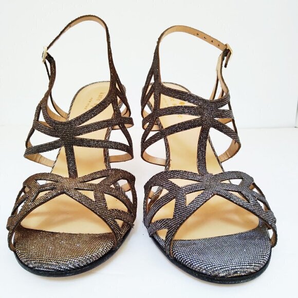 Kate Spade N.Y. 'Issa'  Metallic  Dress Sandals with Gold Tipped Heels Sz 7B - Picture 5 of 11